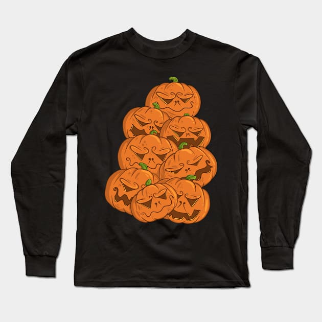 Jack-O'-Lantern doodle Long Sleeve T-Shirt by Kakescribble